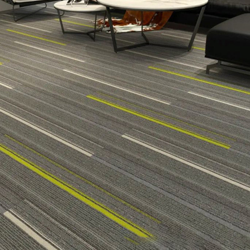 Modern Carpet Tile Level Loop Striped Print Interlocking Non-Skid Tiles and Carpet