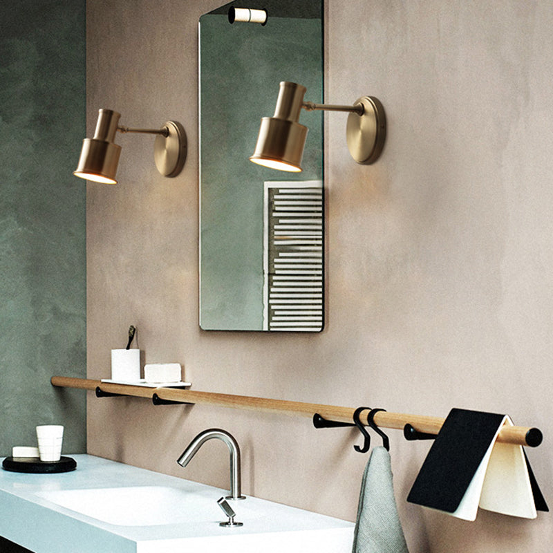 Nordic Style Copper Vanity Light Cylinder Shape Vanity Lamp for Shower Room
