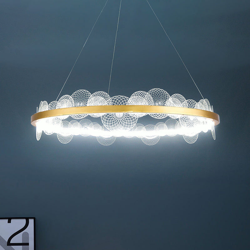 Modern LED LED Lampone a sospensione con finitura a mandato a trama con pannello acrilico a testutto in luce bianca/calda