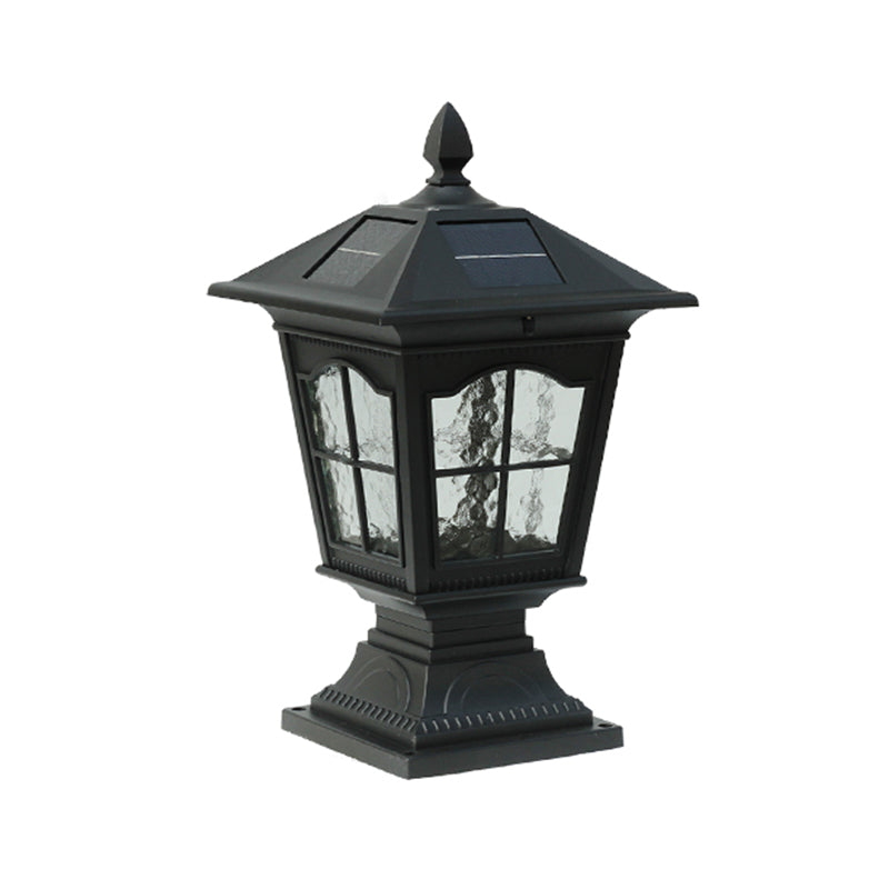 Rectangle Shape Metal Outdoor Light Modern Single Light Solar Pillar Lamp