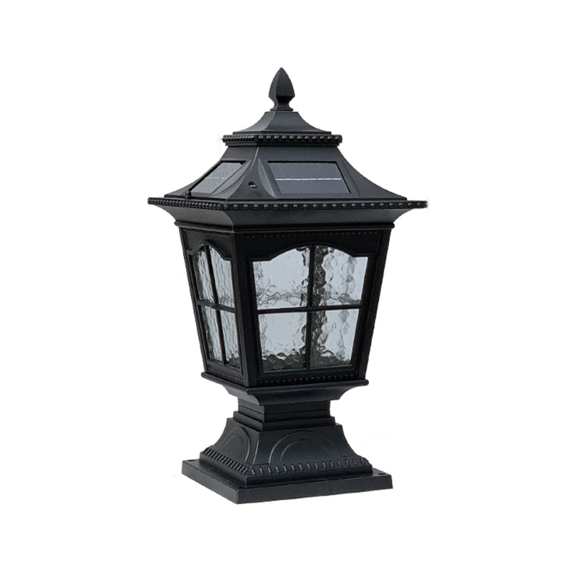 Rectangle Shape Metal Outdoor Light Modern Single Light Solar Pillar Lamp