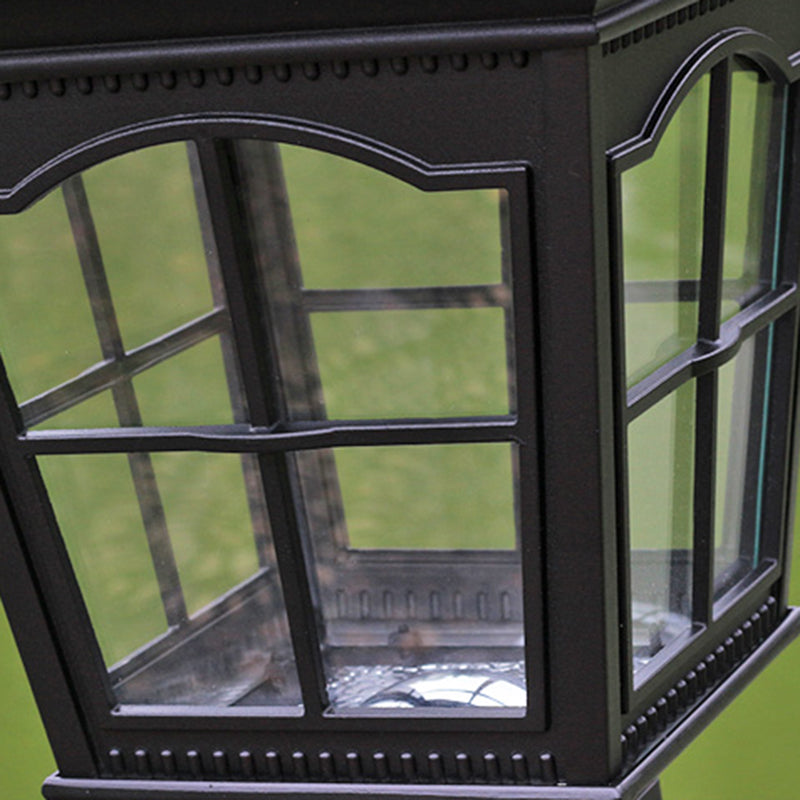 Rectangle Shape Metal Outdoor Light Modern Single Light Solar Pillar Lamp