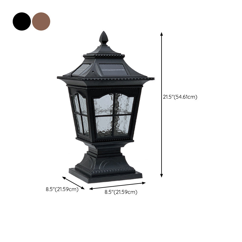 Rectangle Shape Metal Outdoor Light Modern Single Light Solar Pillar Lamp