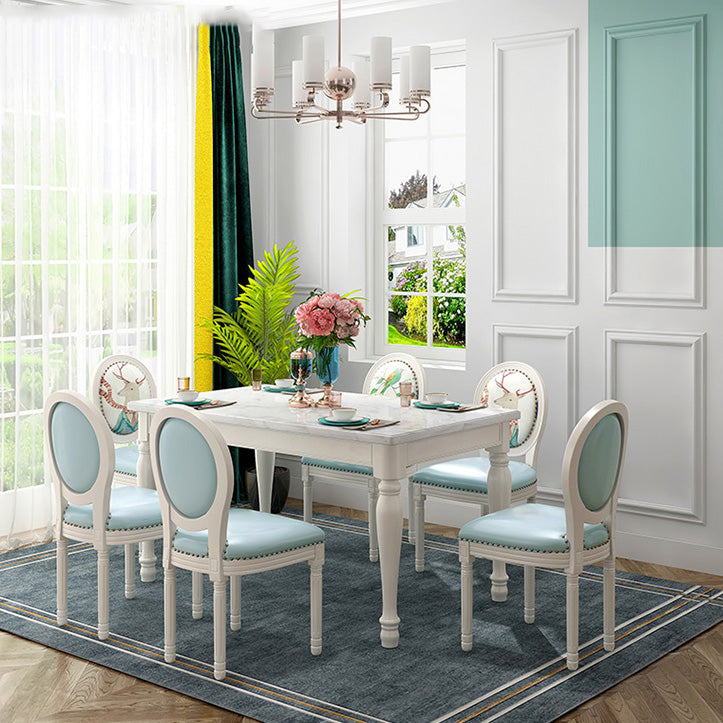 Rectangle Marble Table White Dining Table for Kitchen Dining Room