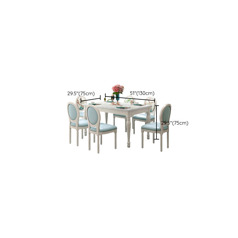 Rectangle Marble Table White Dining Table for Kitchen Dining Room