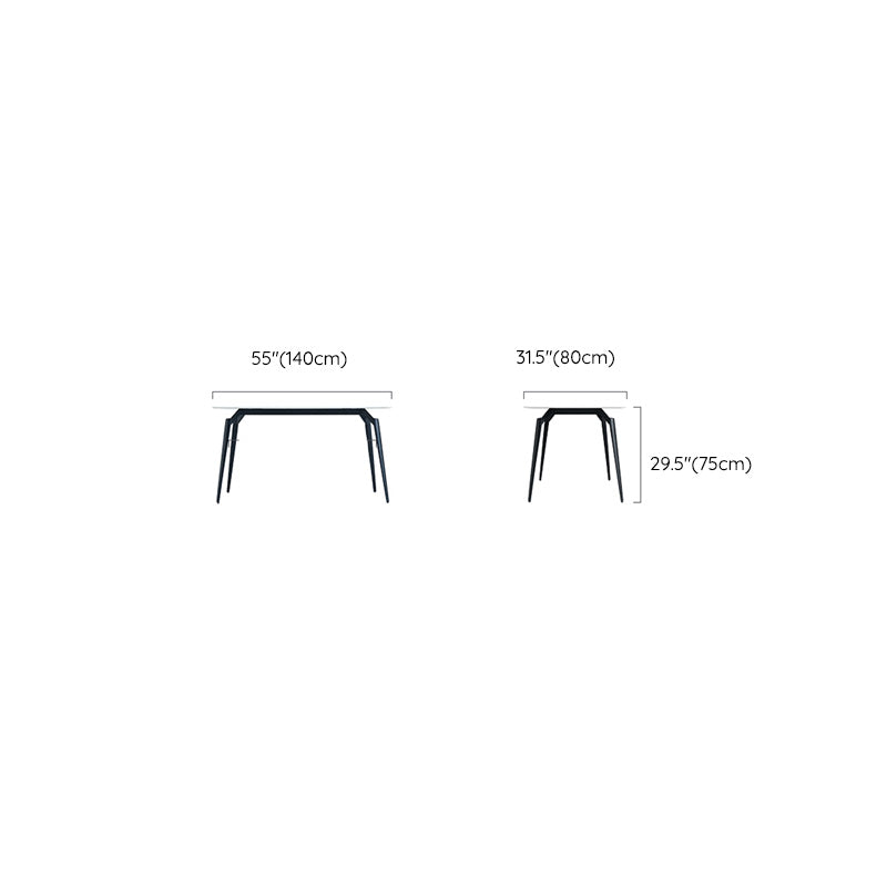 White Stone Top Dinette Table with Metal Legs Rectangle Home Dining Table