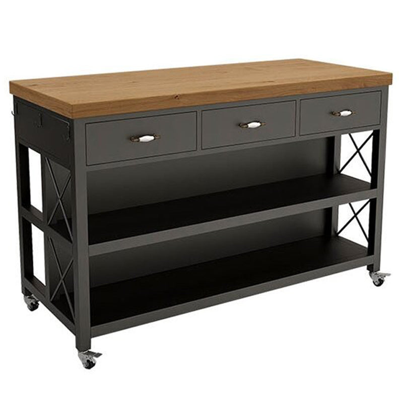 Modern Dining Room Kitchen Island Table Rectangle Prep Table with Drawer
