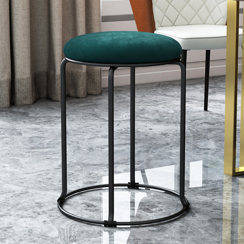 Glam Ottoman Velvet Tear Resistant Metal Legs Solid Color Round Ottoman