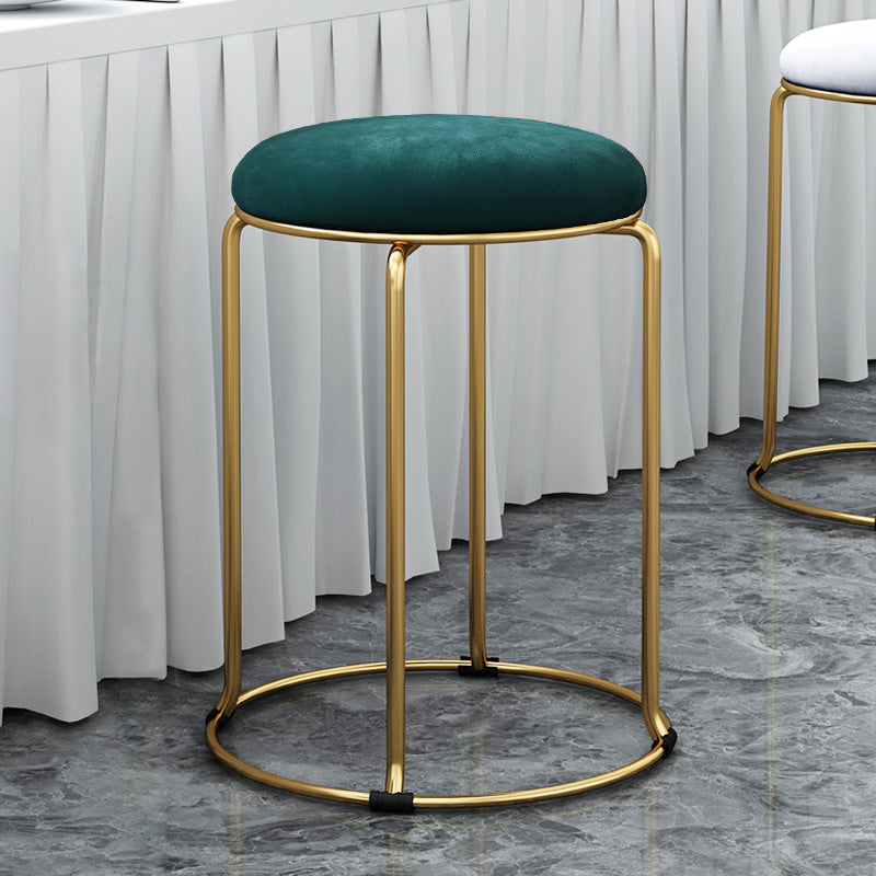 Glam Ottoman Velvet Tear Resistant Metal Legs Solid Color Round Ottoman
