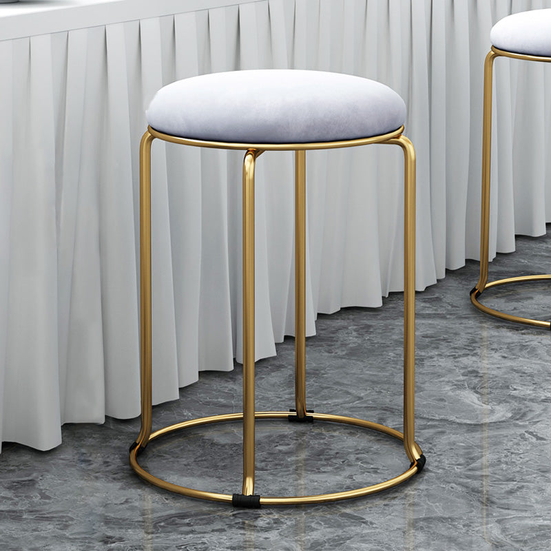 Glam Ottoman Velvet Tear Resistant Metal Legs Solid Color Round Ottoman