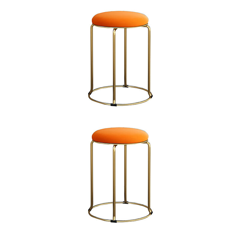Glam Ottoman Velvet Tear Resistant Metal Legs Solid Color Round Ottoman