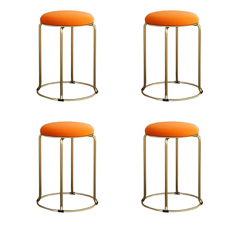 Glam Ottoman Velvet Tear Resistant Metal Legs Solid Color Round Ottoman