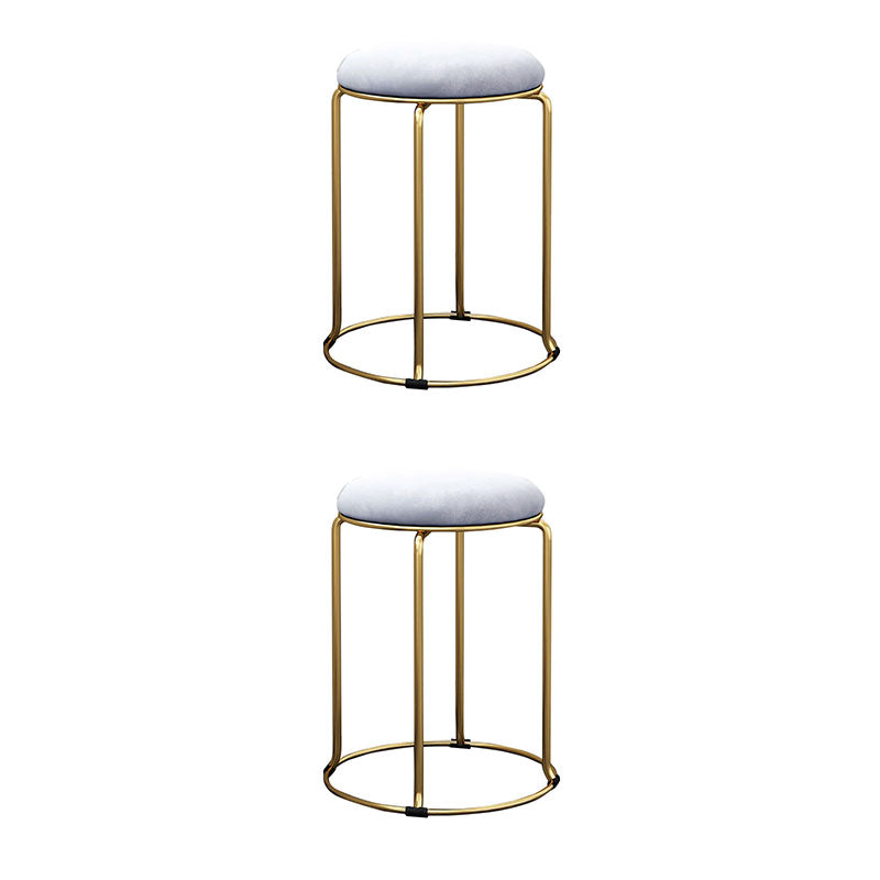 Glam Ottoman Velvet Tear Resistant Metal Legs Solid Color Round Ottoman