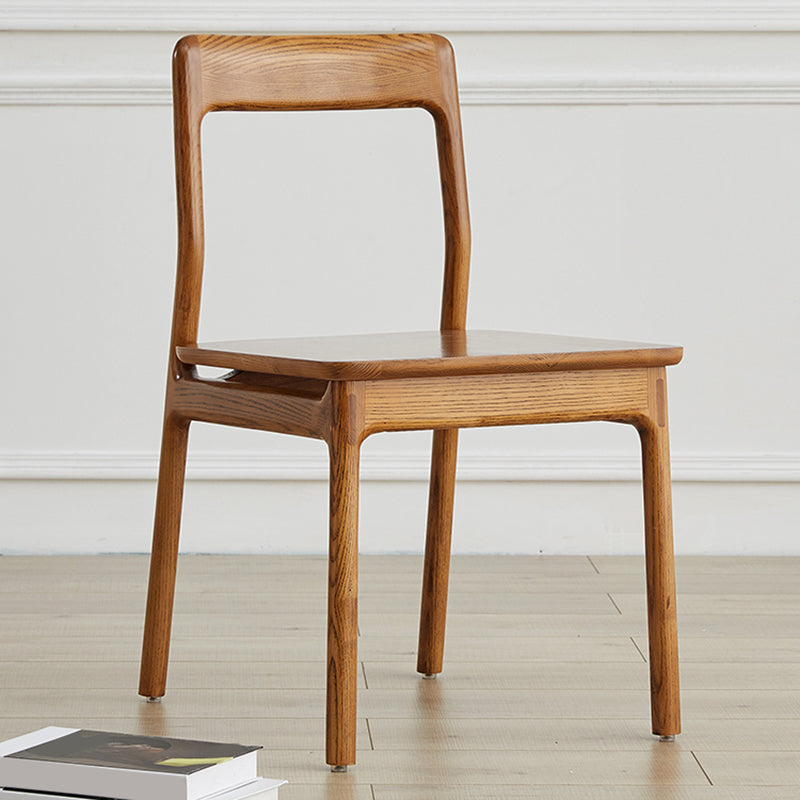Indoor Solid Wood Dining Side Chair Brown Open Back Dining Side Chair