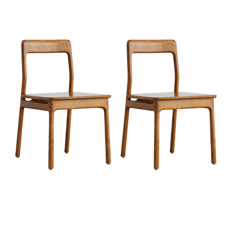 Indoor Solid Wood Dining Side Chair Brown Open Back Dining Side Chair