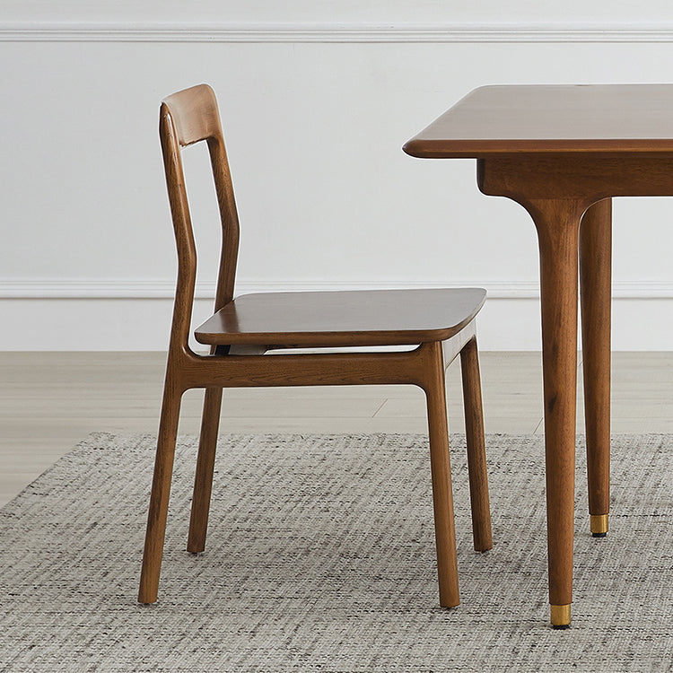 Indoor Solid Wood Dining Side Chair Brown Open Back Dining Side Chair
