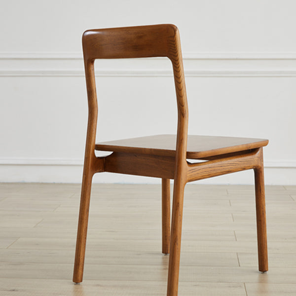 Indoor Solid Wood Dining Side Chair Brown Open Back Dining Side Chair