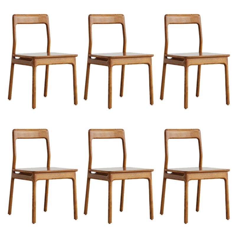 Indoor Solid Wood Dining Side Chair Brown Open Back Dining Side Chair