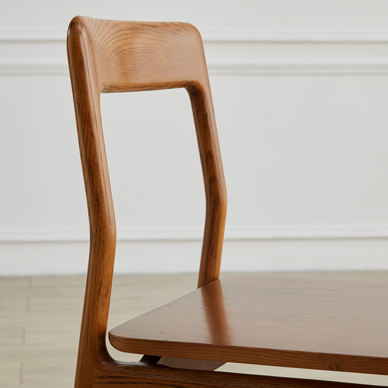 Indoor Solid Wood Dining Side Chair Brown Open Back Dining Side Chair