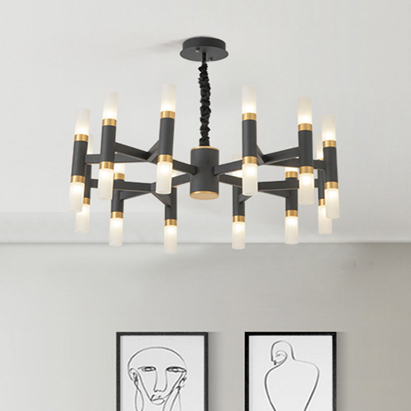 Plafonnage tubulaire en fer Moderniste 24 lumières LED LED Chandelier suspendu radial en noir et or / blanc et or