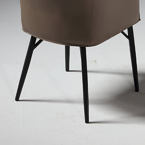 Indoor Faux Leather Dining Arm Chair Metal Frame Arm Chair in Gray