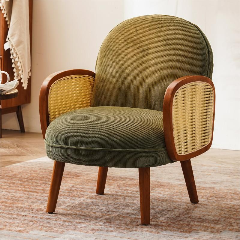 Corduroy Lounge Chair Arms Included Side Chair for Living Room