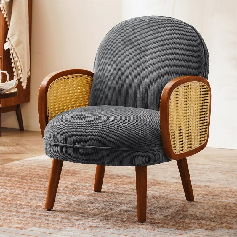 Corduroy Lounge Chair Arms Included Side Chair for Living Room