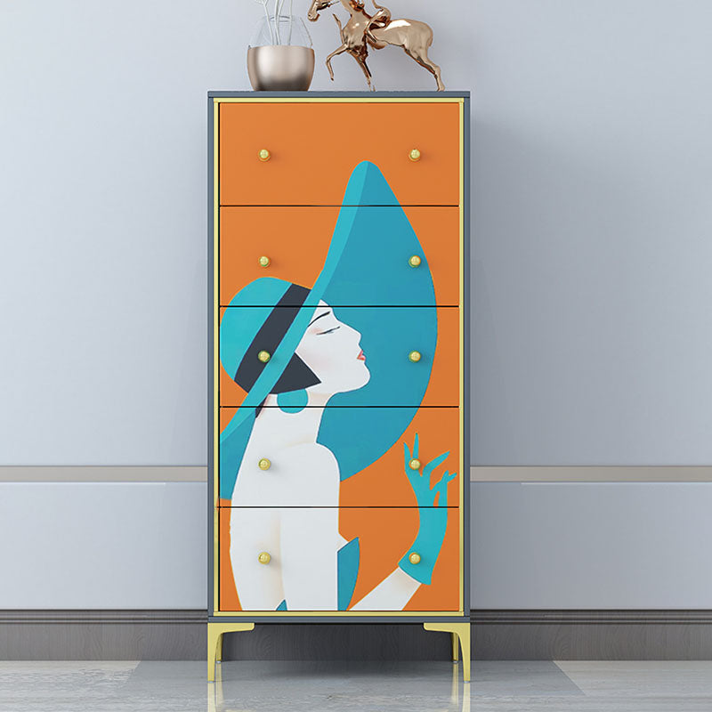 Glam Vertical Storage Chest Wooden Lingerie Chest with Drawers