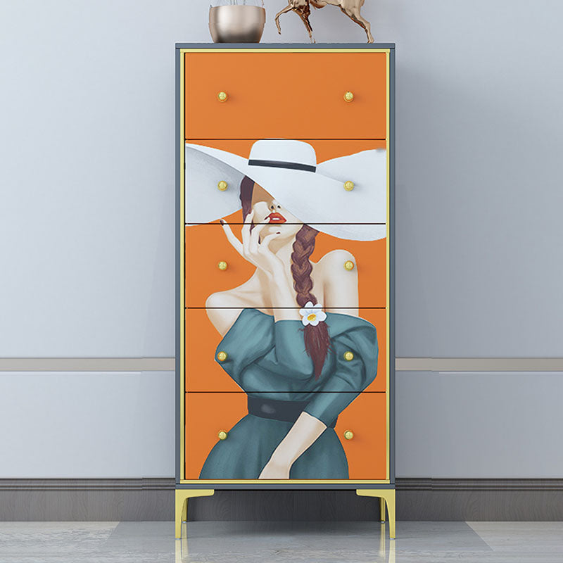 Glam Vertical Storage Chest Wooden Lingerie Chest with Drawers