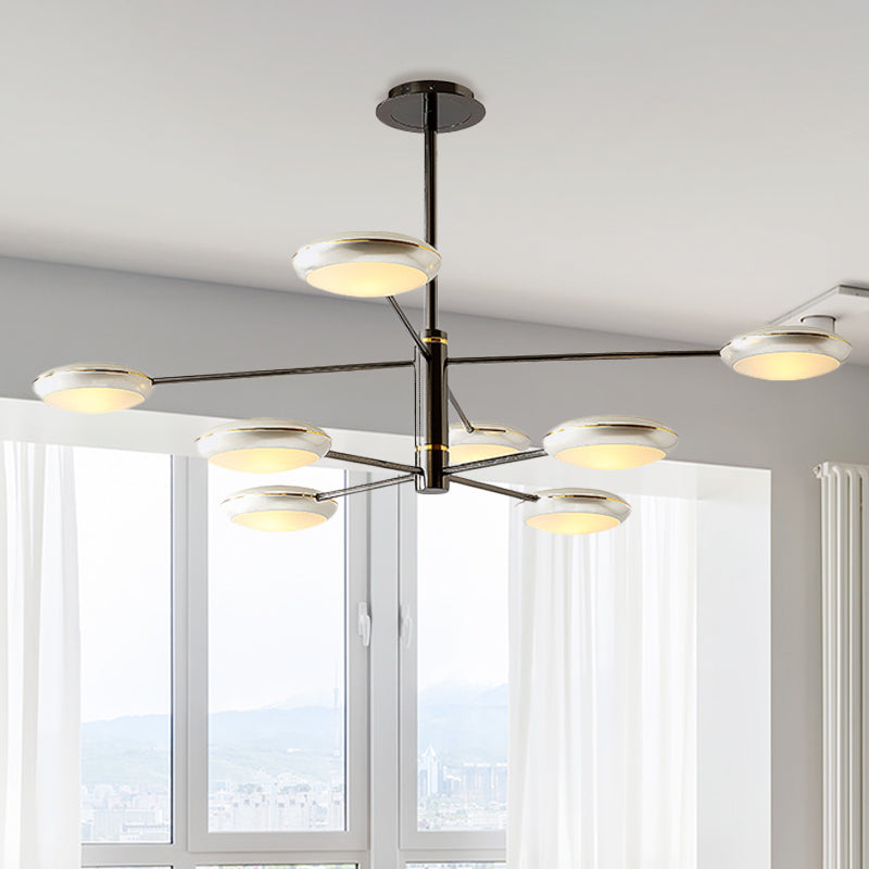 Gold/Black 2-Tier Starburst Chandelier Contemporary 6/8 Lights Metal LED Hanging Ceiling Lamp