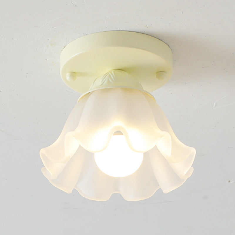 Contemporary Flush Mount Light Green Flush Mount Ceiling Light Fixture with Glass Shade