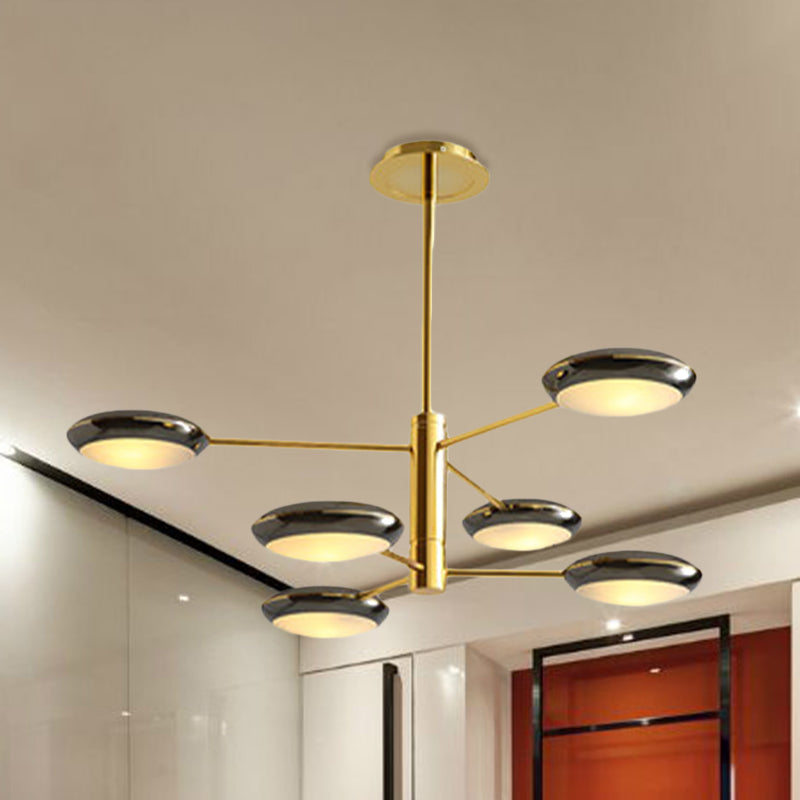 Gold/Black 2-Tier Starburst Chandelier Contemporary 6/8 Lights Metal LED Hanging Ceiling Lamp