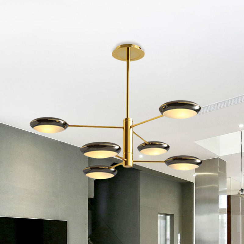 Gold/Black 2-Tier Starburst Chandelier Contemporary 6/8 Lights Metal LED Hanging Ceiling Lamp