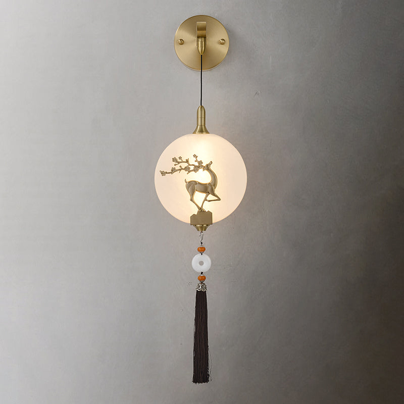 Contemporary White Shade Wall Sconce Lighting Glass Shade Wall Lamp for Living Room