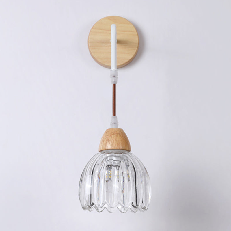 Contemporary Glass Shade Wall Sconce Lighting 1-Light Shade Wall Lamp for Bedroom