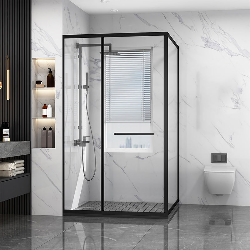 Tempered Shower Bath Door Transparent Metal Framed Grey Shower Door