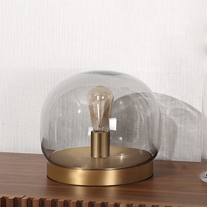 Lampada da tavolo post moderna ovale in vetro trasparente con 1 luce per camera da letto, piccola lampada da scrivania in oro
