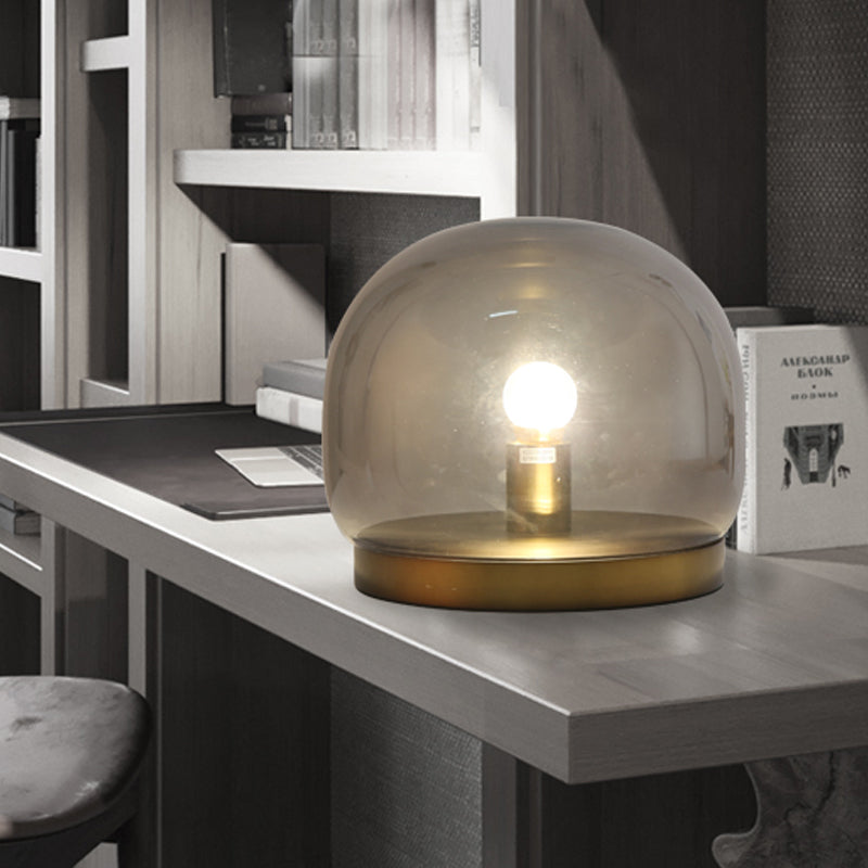 Lampada da tavolo post moderna ovale in vetro trasparente con 1 luce per camera da letto, piccola lampada da scrivania in oro