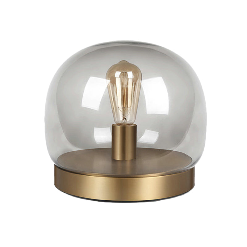 Lampada da tavolo post moderna ovale in vetro trasparente con 1 luce per camera da letto, piccola lampada da scrivania in oro