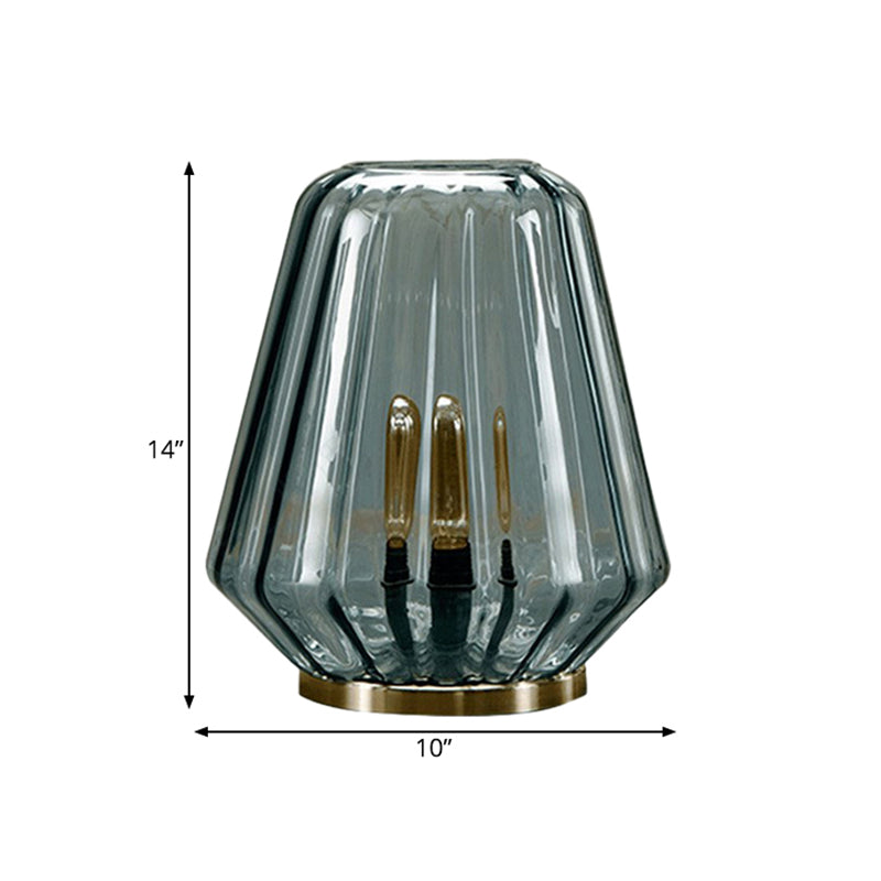 Illuminazione da scrivania a forma di urna dorata Lampada da comodino postmoderna in vetro prismatico trasparente a 1 testa