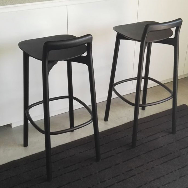 Scandinavian Solid Wood Bar Stool Living Room Faux Leather Counter Stools