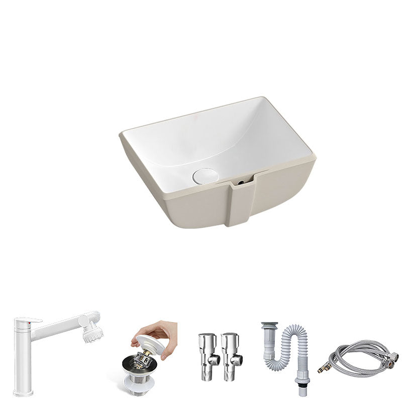 Traditional Undermount Bathroom Sink Porcelain with Pop-Up Drain Vessel