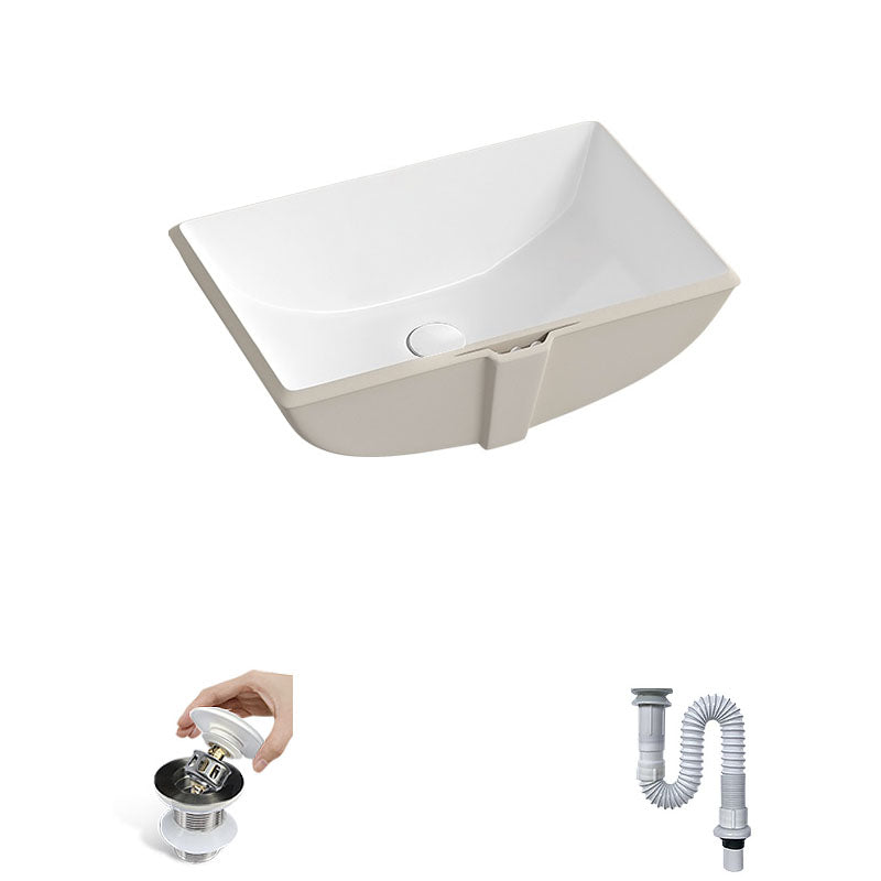 Traditional Undermount Bathroom Sink Porcelain with Pop-Up Drain Vessel