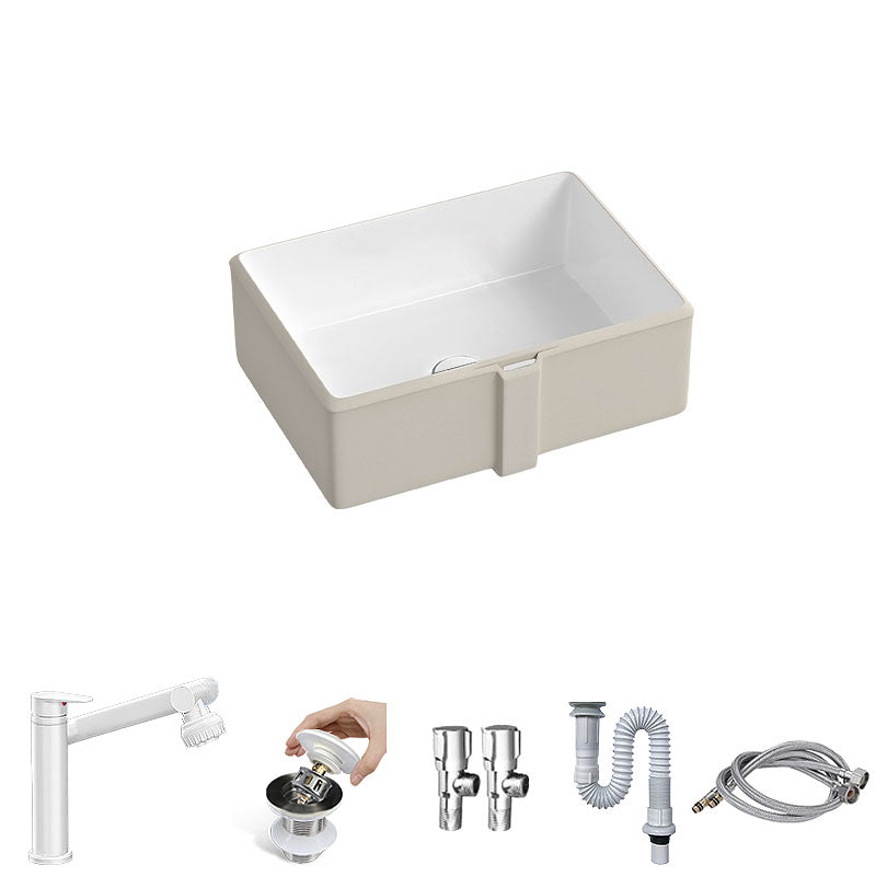 Traditional Undermount Bathroom Sink Porcelain with Pop-Up Drain Vessel