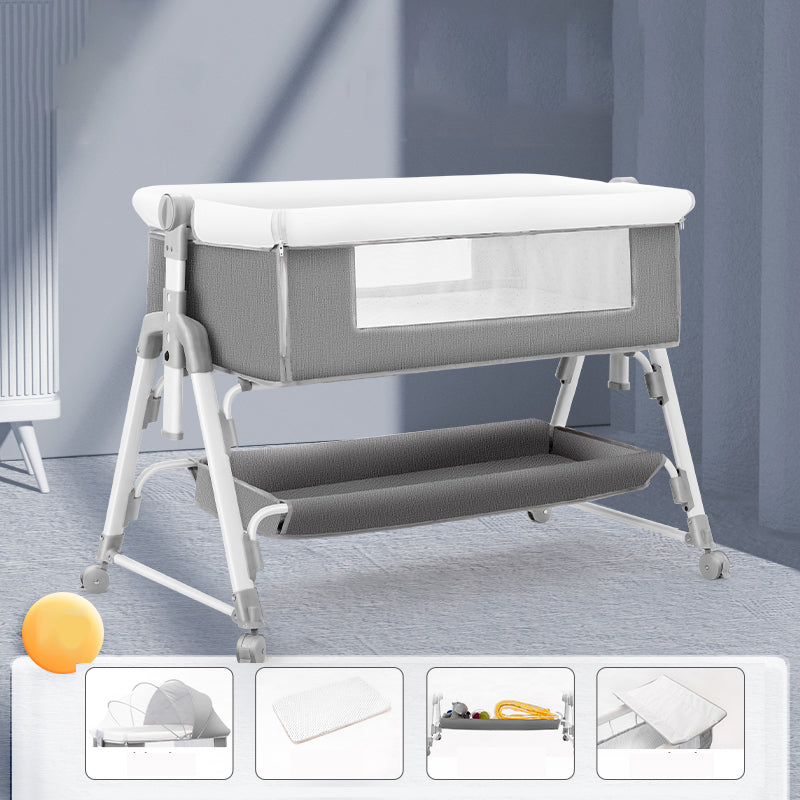 Metal Rocking Newborn Bedside Sleeper Foldable Rectangle  Bedside Crib