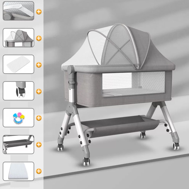 Rectangle Metal Bedside Crib Gliding and Rocking Crib Cradle for Baby