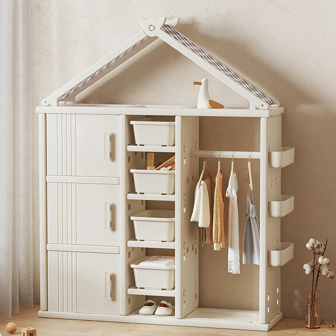 Modern Style Plastic Frame Wardrobe Freestanding Wardrobe with Shelves and Clothes Rail