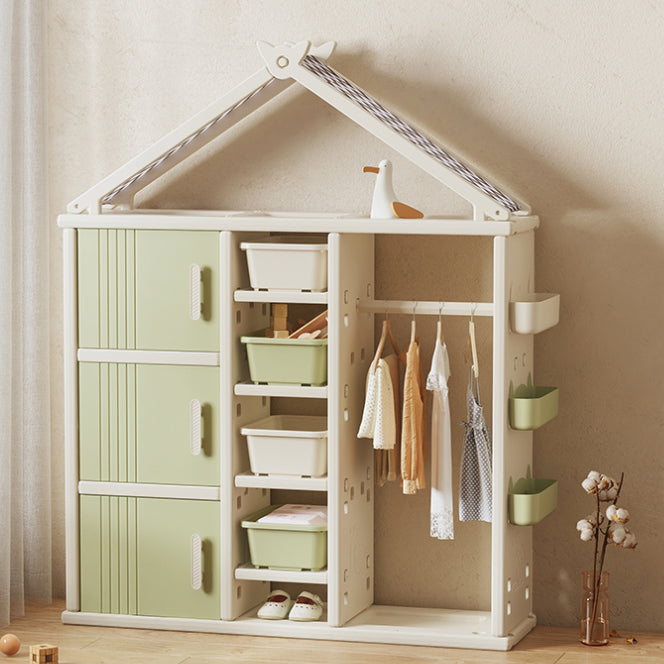 Modern Style Plastic Frame Wardrobe Freestanding Wardrobe with Shelves and Clothes Rail