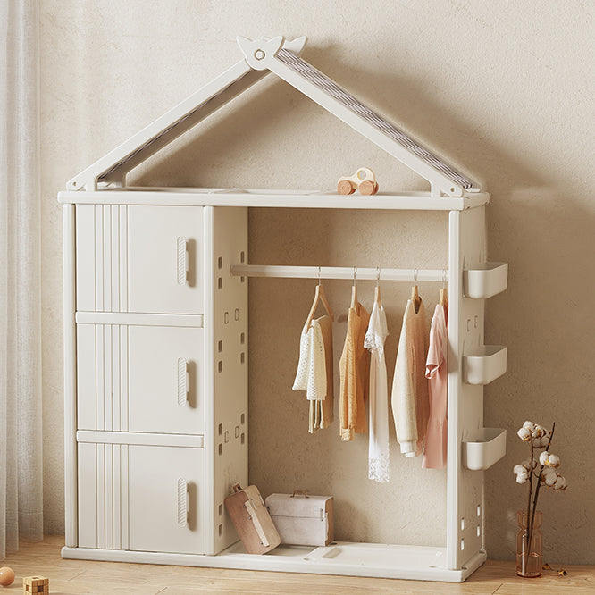 Modern Style Plastic Frame Wardrobe Freestanding Wardrobe with Shelves and Clothes Rail