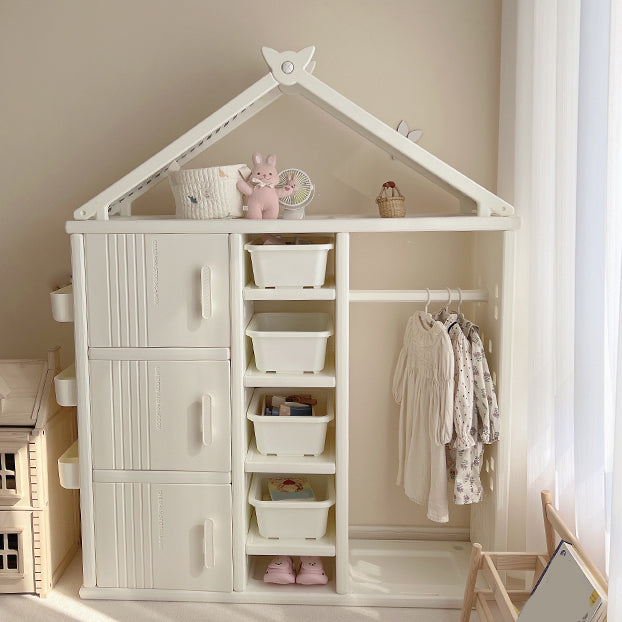 Modern Style Plastic Frame Wardrobe Freestanding Wardrobe with Shelves and Clothes Rail